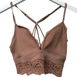 Abercrombie & Fitch Bra Size Small Bralette Brown Lace Racer Back NWOT